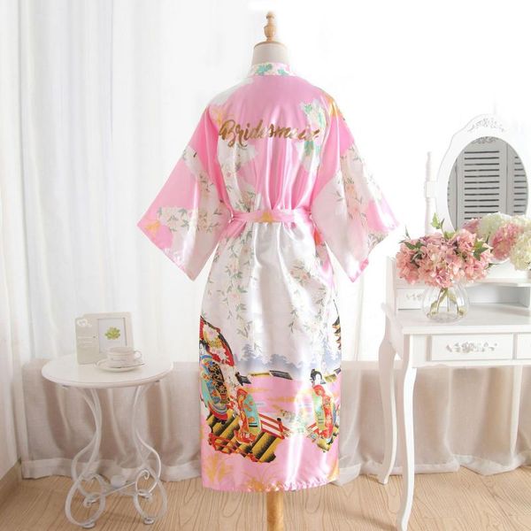 

silk bridesmaid robe women stain wedding kimono robes sleepwear nightgown dress woman bathrobe robe, Black;red