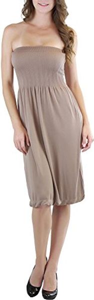 

tobeinstyle women's seamless stretchy short strapless knee-length tube dress, Black;gray