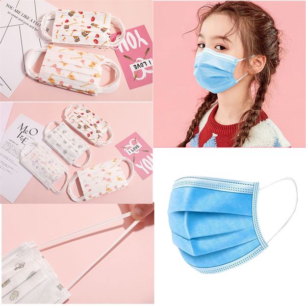 

masque mask ffp2 dast and fog blue children's disposable face mask cartoon child kids 3 layer ply mask earloop non-woven fabric dhl shi