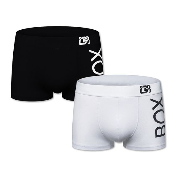 

2 pcs/lot brand men underwear 100%cotton men boxer print comfortable underpants quick dry boxers shorts cueca tanga hombre, Black;white