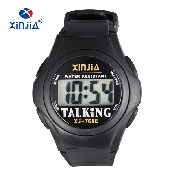 

xinjia new talking watch for blind men women casual sport digital elderly visially impaired italian arabic russian korean time ly191226, Slivery;brown