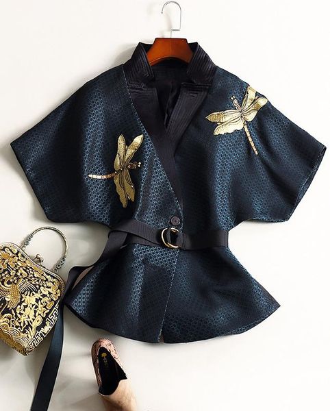 

women jacket kimono jackets outerwear womens 2019 new coat embroidery beads bat sleeves coats formal jackets oversize 2019 new, Black;brown