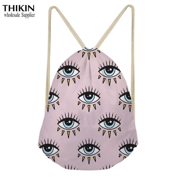 

thikin mysterious eye print classic fashion school shoulder bag girl backpack women travel mochila backpack men bags drawstring