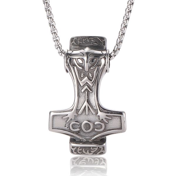 

fashion vintage stainless steel hip hop style hammer pendant luxury designer jewelry men's necklace birthday gift 7-sp0425, Silver