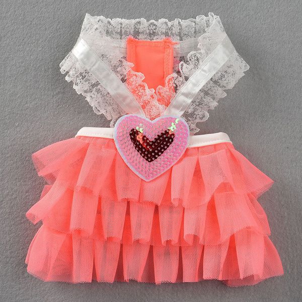 

pet dog puppy cat heart v neck lace girl dress vest skirt clothes summer apparel 2020