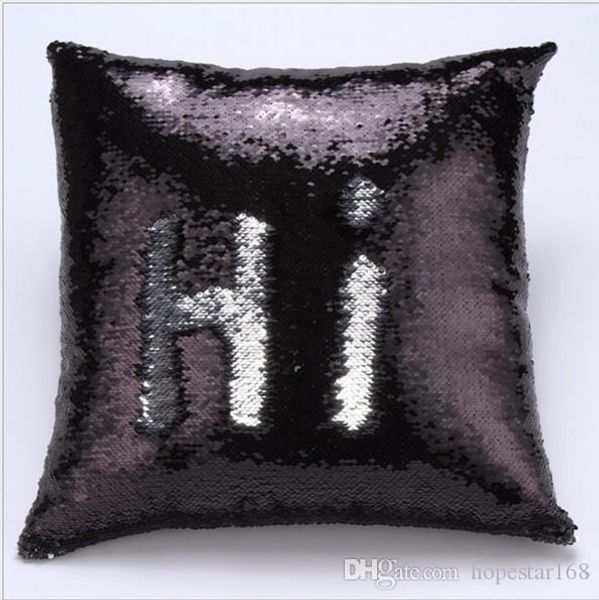

new design mermaid pillow case cushion cover pillowcase cover double sequin glamour square pillow case sofa decoration 40cm*40cm