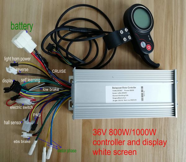 1200W-2000W BLDC 24V36V48V60V controllerLCD дисплей с дроссельными переключения белого / цветного экрана электрический самокат MTB Ebike частей