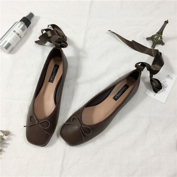 

shoes woman comfortable and elegant bow-knot female footwear square toe women's ballerinas casual sneaker shallow mouth, Black