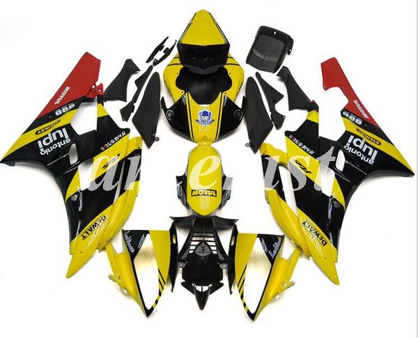 

новый abs инъекция мотоциклов обтекатели комплект, пригодный для yamaha yzf-r6 2006 2007 06 07 r6 пользовательские yellow black