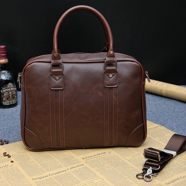 

men's briefcase portfolio leather shoulder bag office belt bag messenger men's over the shoulder lapbags