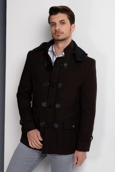 

dewberry male coffee overcoat-1020001p8379, Black;brown