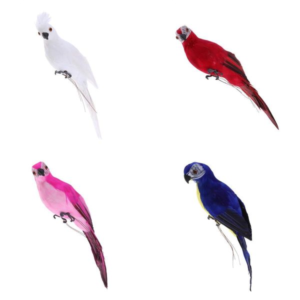 

4pcs realistic vivid macaw parrot figurines birds model garden ornament