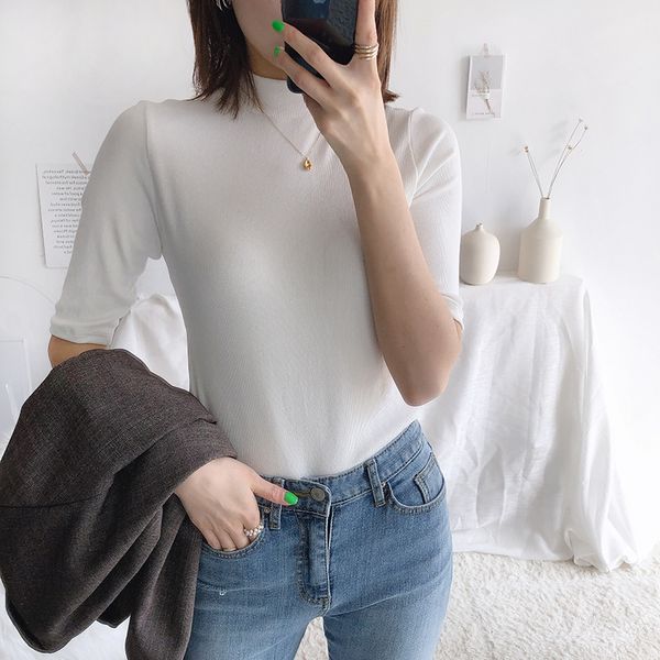 

2019 pring and ummer new women 039 leeve t hirt lim thin breathable top 2285