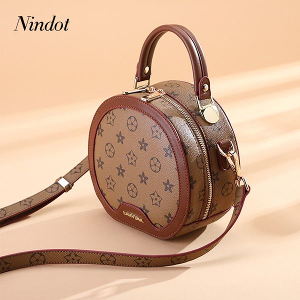 

nindot circular small bag women round handbags pu leather women crossbody bags female retro fashion messenger bag