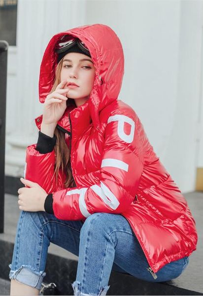 

thickening female short coat 2019 new loose autumn and winter down cotton bright face female jacket jacket, Tan;black