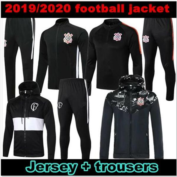

2019 2020 corinthian survetement jacket training suit soccer jersey tracksuits 19 20 corinthianss tracksuit football jacket tracksuit set, Black