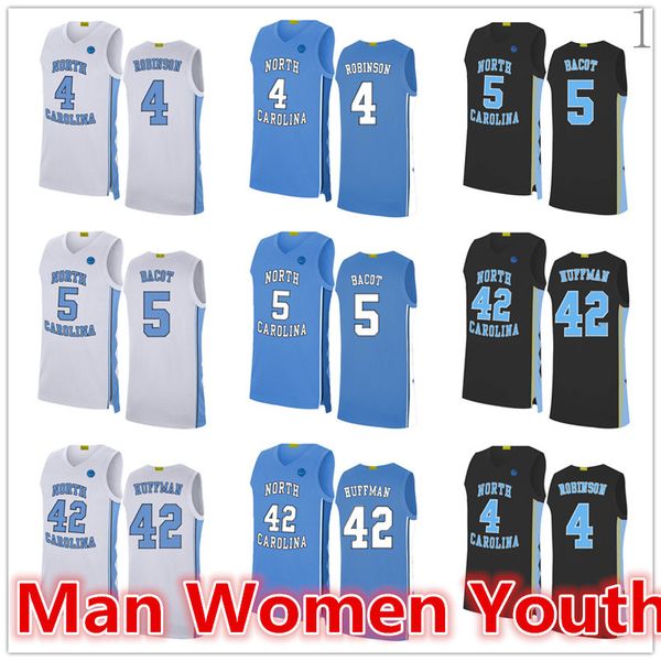 

custom made ncaa north carolina basketball jerseys brandon robinson 4 brandon huffman 42 armando bacot 5 jersey any name number size s-5xl, Black