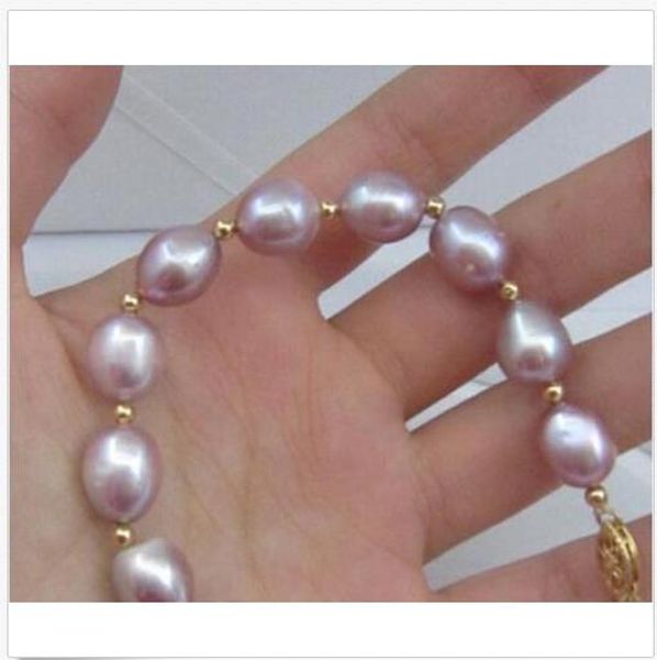 

11x10mm naturalsouth sea genuine purple pearl bracelet 14k gold clasp, Black