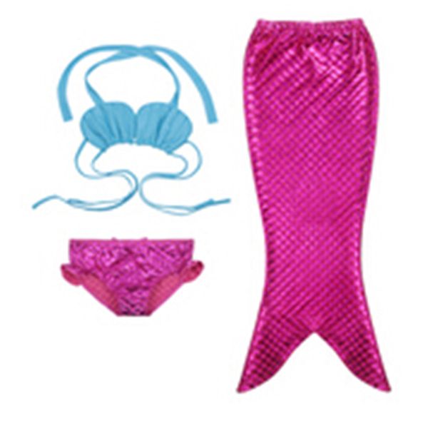 

3pcs girl kids mermaid tail shell halter swimmable swimwear swimsuit beachwear girls bikini set bathing suit fancy costume 3-8y