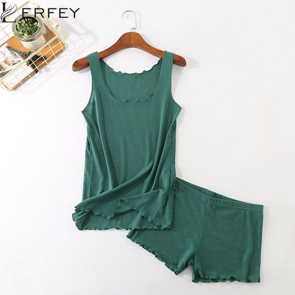 

lerfey cotton two piece set women sleepwear elastic pajamas nightwear women summer homewear lingerie shorts, Black;red