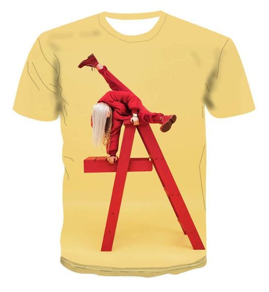 

tshirts 3d print pullover short sleeved teenagers summer tees street style apparel billie eilish mens, White;black