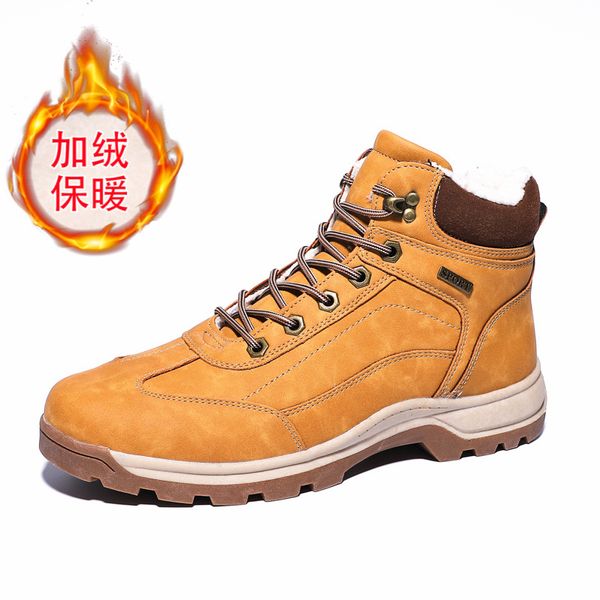 

men's shoes large size wear-resistant anti-slip outdoor shoes hiking brushed and thick warm cotton-padded outdoor sh