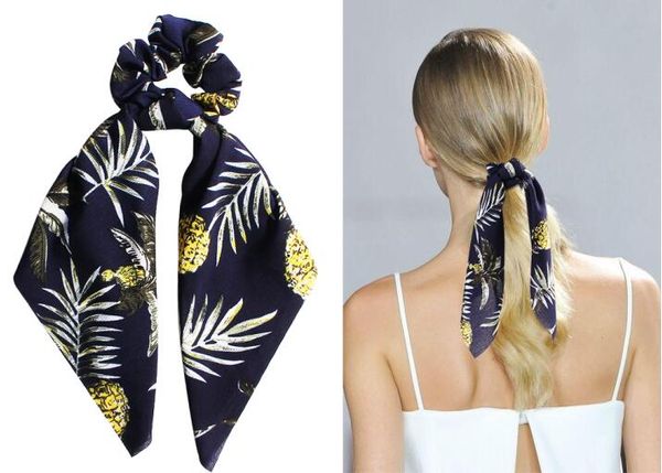 

hair scrunchies bands streamer accessories summer ponytail elastic hair rope women scrunchie coconut tree print ribbon hairbands 20pcs f517b, Slivery;white
