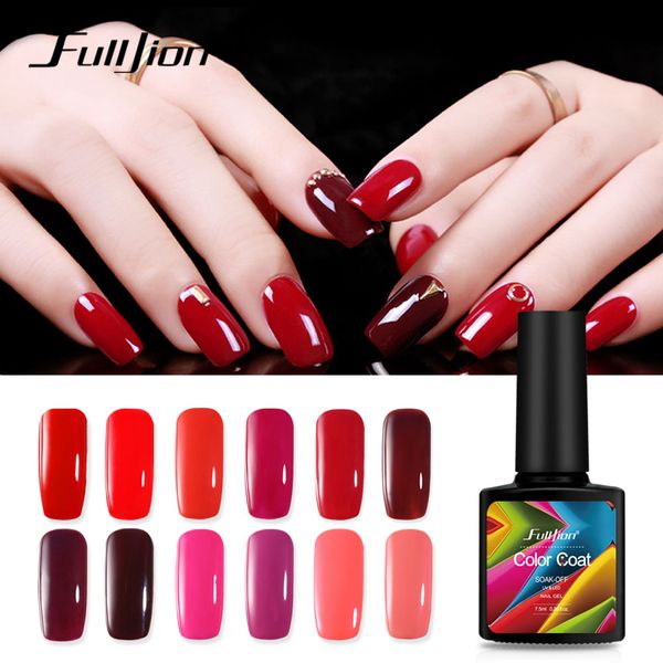 

fulljion 1pcs color coat nail polish gel varnish hybrid varnishes gel for nails art lacquer soak off led&uv primer 7.5ml