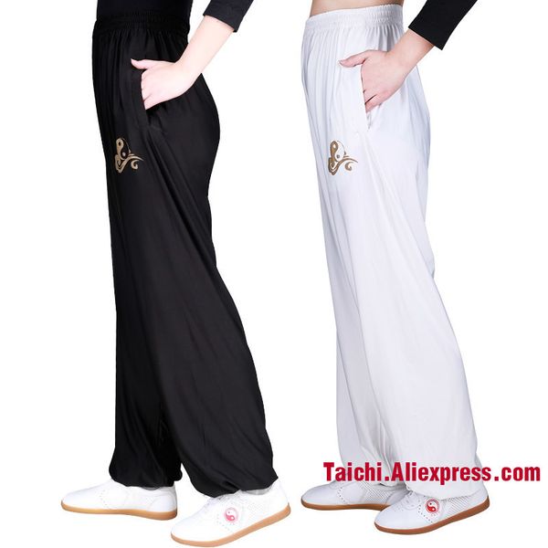 

tai chi pants stretch trousers quick drying martial art clothes yoga pants white black green pink and gray, Black;red