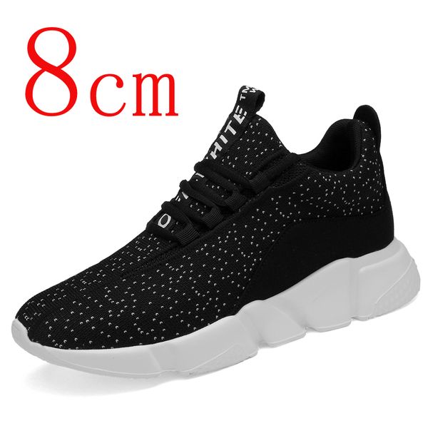 

elevator shoes height increase shoes for men casual fashion breathable height increase spring 8 cm plus size women 37-44, Black