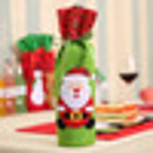 

santaclaus snowman elk wine bottle holder bag christmas bottle wrapper present