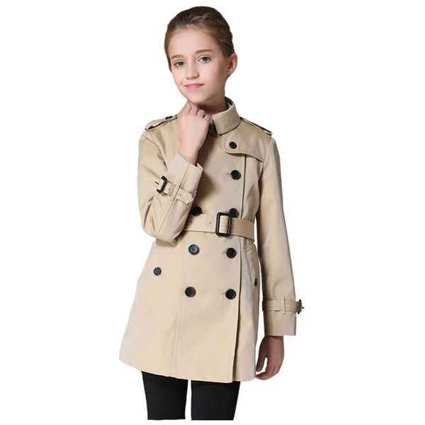 

high-grade girls trench coats fashion kids windbreaker spring autumn girl jacket teenager 4-12 years outerwear children parka, Blue;gray