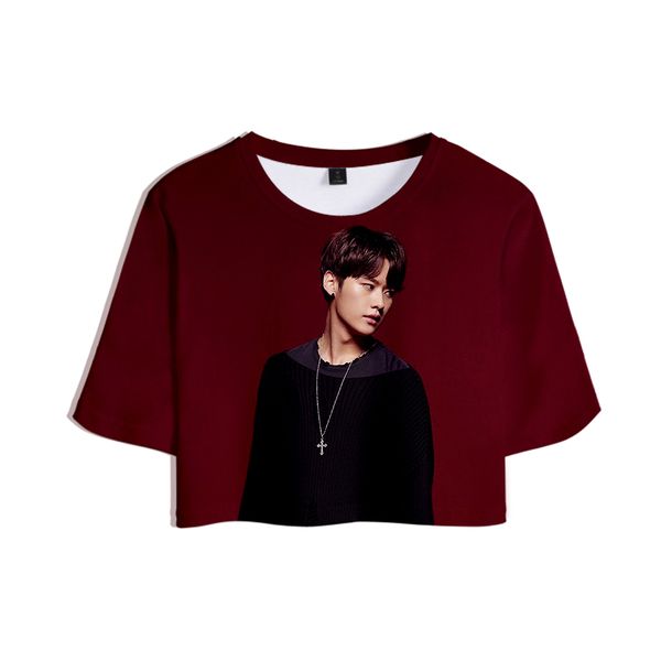 

straykids 3d printed kpop women crop fashion summer short sleeve t-shirts 2019 casual streetwear t shirts, White