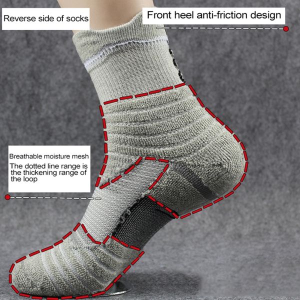 

men's sports socks outdoor thickening towel bottom cotton basketball running sports socks tx005, Black