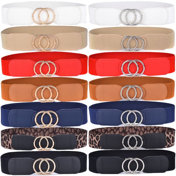 

beltox women's girdle elastic stretch wide waist belts w double rings buckle cummerbunds ladies, Black;brown