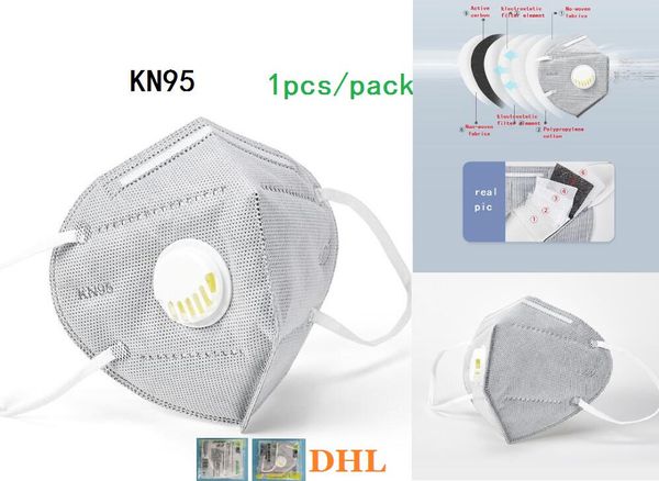 

DHL free Ready! Folding KN95 FFP2 Mask With Breathing Valve Anti-dust Respirator N95 Face Mask non woven N95 face respirator mask