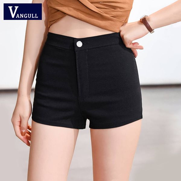 

vangull women vintage bottom denim tight-fitting shorts high waist solid apparel slim shorts fashion simple casual, White;black