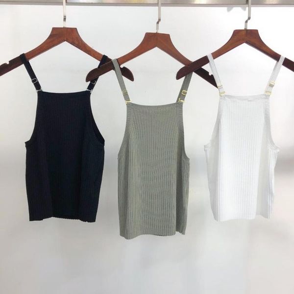 

2020 summer new women knitted vest camis ladies thin tank 3 color ddxgz2, White