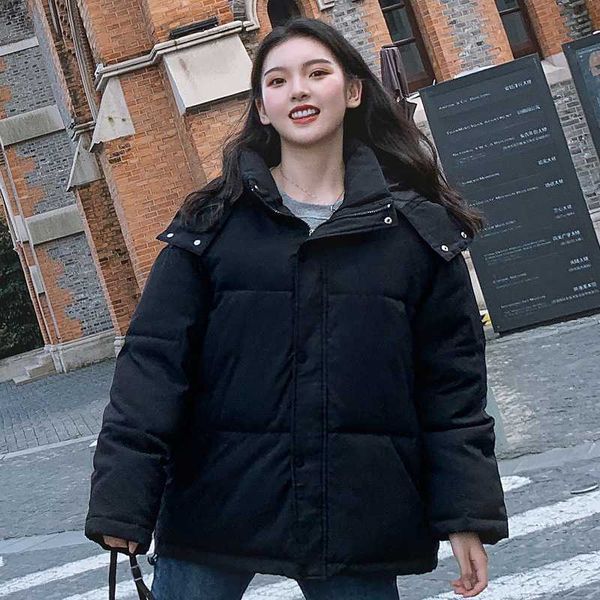 

зимняя куртка женщины сгущают пальто с капюшоном outwear женщины parka теплого casual cotton куртка ветровка пальто, Black