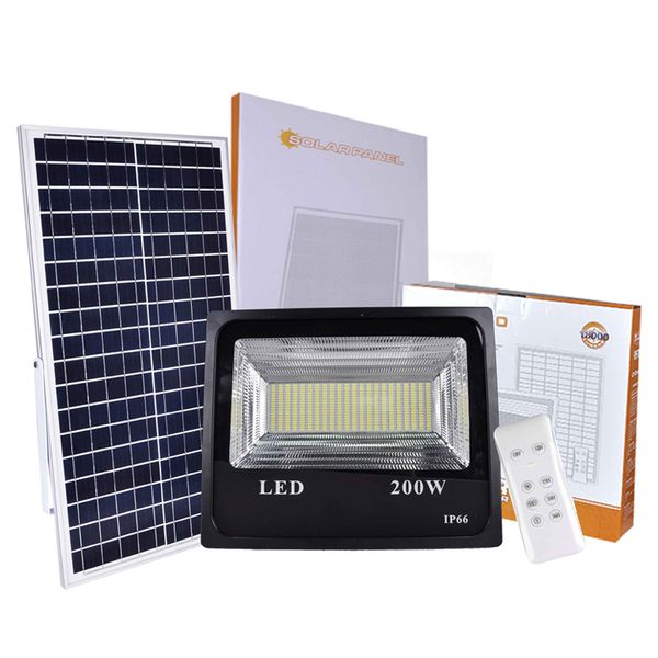 Solarlicht-Flutlicht, 200 W, Strahler, wasserdicht, IP66, Dual-weiß, warmweiß, LED-Solarlampe im Freien für Garten, Straße, Garage, Park