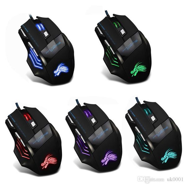 

professional 7 buttons adjustable usb cable led optical gamer mouse 5500dpi wired gaming mouse for computer lappc mice black