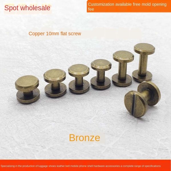 

all copper button belt screw 10mm flat screw bronze i-pin flat rivet button belt buckle, Slivery;black