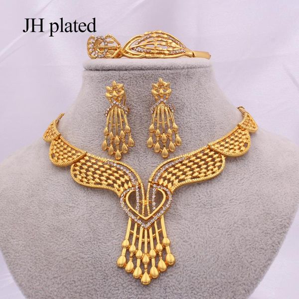 

jewelry sets nigeria dubai gold color african wedding gifts party for women necklace bracelet earrings ring bridal jewellery set, Silver