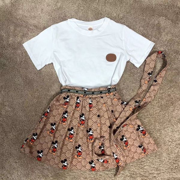 

PAI 2020 новая детская одежда с короткими рукавами топ + короткая юбка + галстук 3 штук комплект