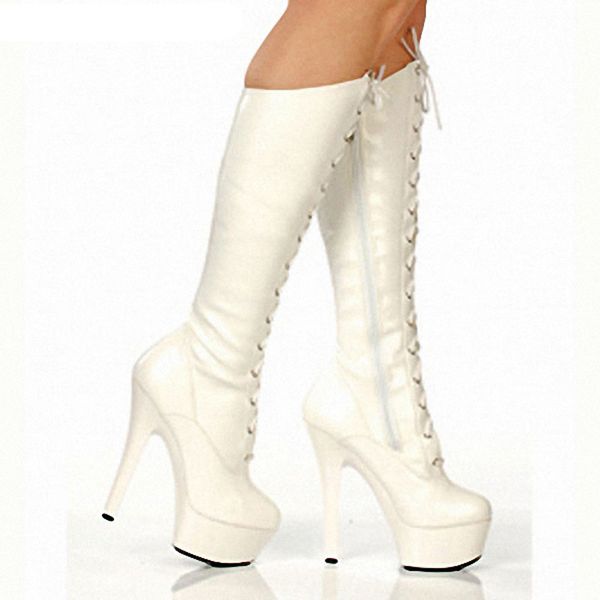 

new dance shoes lace-up boots 15cm high stiletto high heel waterproof platform pole dancing boots, Black