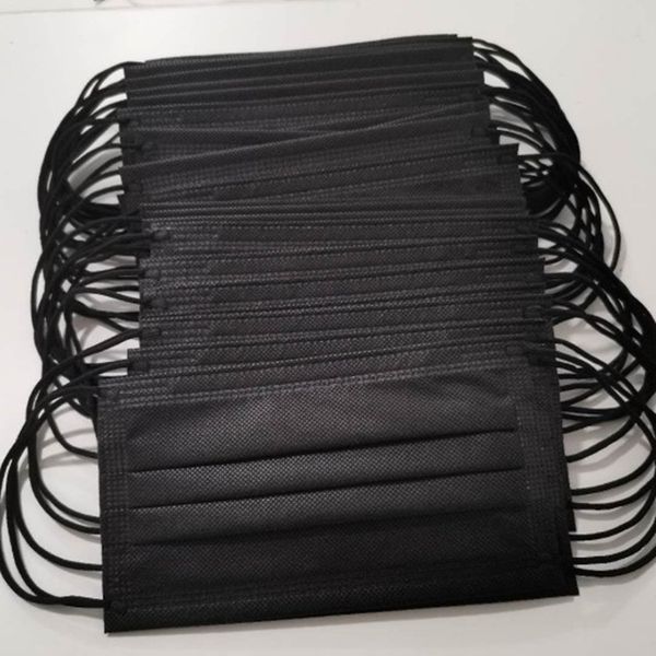 

2020 fashion trendy black disposable face mask 3-layer protective face mask in stock ship dhl