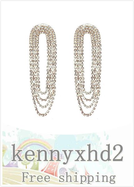 

new 925 silver needle time claw drill earrings long tassel chain exaggerated multi-layer earrings in south korea, Golden