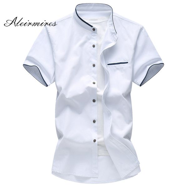 

5xl 6xl 7xl men's shirt summer big size oxford fabric business casual short sleeve shirt male solid color fashion brand, White;black