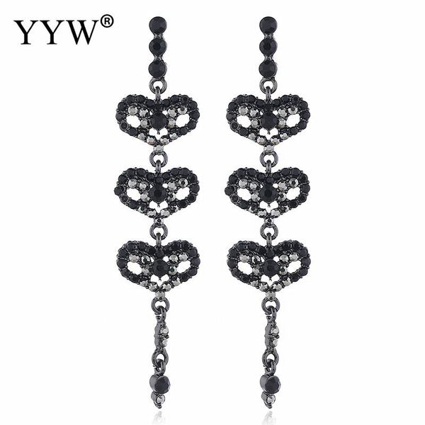 

sparking rhinestone long wedding earrings for women brides drop dangle earrings fashion brincos prom wedding party jewelry, Silver