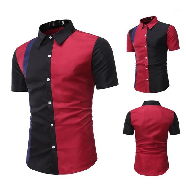 

pullover tees slim fashionable button black mans clothing short polo stand red mens summer sleeve patchwork designer shirts collar precq